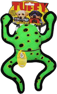 Show full view: Tuffy's Desert Phrog Leaping Squeaky Dog Plush Toy, Green slide 5 of 6