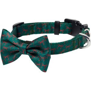 Frisco Christmas Bows Print Dog Collar with Removable Bow, S: 10 to 14-in neck, 5/8-in wide