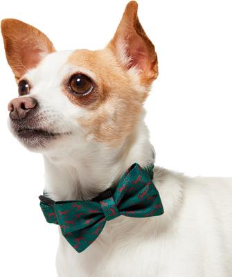 Show full view: Frisco Christmas Bows Print Dog Collar with Removable Bow, XS: 8 to 12-in neck, 5/8-in wide slide 3 of 10