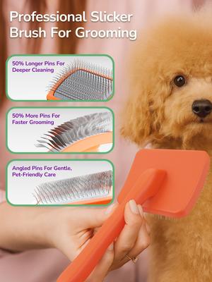 Show full view: Fido Fave Slicker Brush for Cats, Red Orange, 2 count slide 5 of 9