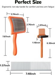Fido Fave Slicker Brush & Comb Set for Dogs, Red Orange, pack of 3 slide 2 of 9