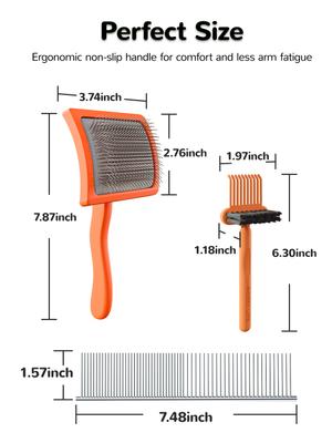 Show full view: Fido Fave Slicker Brush & Comb Set for Dogs, Red Orange, pack of 3 slide 10 of 10