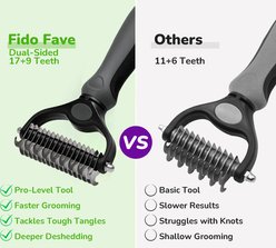 Fido Fave Double-Sided Pet Grooming Brush, Shedding & Dematting Undercoat Rake for Dogs & Cats, Extra Wide, Black, 1 count slide 2 of 6