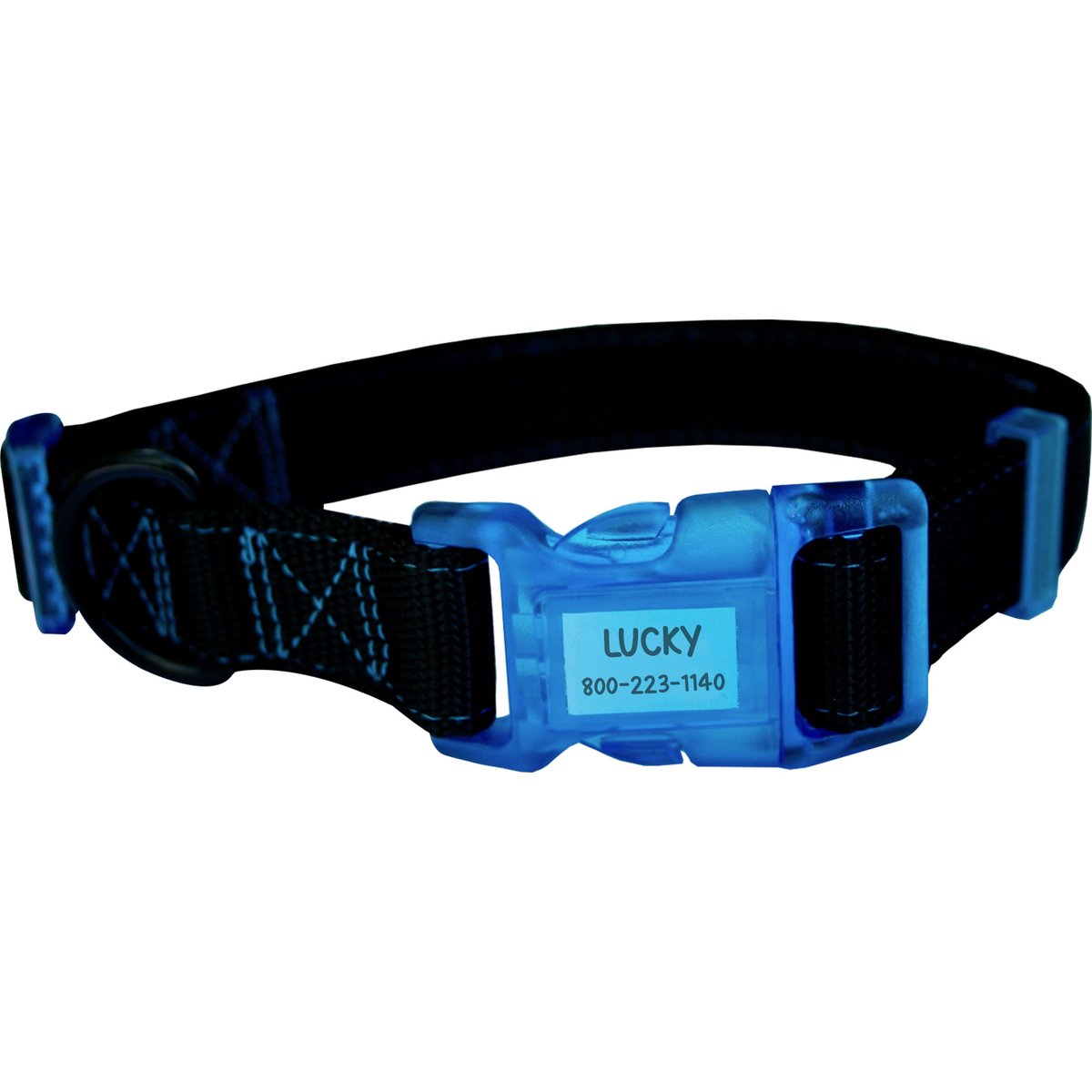 Sporn Personalized ID Dog Collar, Black/Blue, Large