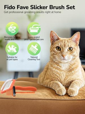 Show full view: Fido Fave Slicker Brush for Cats, Red Orange, 2 count slide 3 of 9