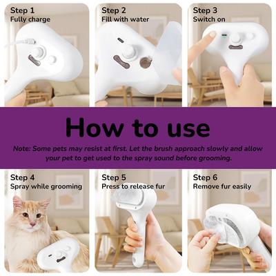 Show full view: Fido Fave 3-in-1 Steam Brush for Dogs & Cats, White slide 5 of 8