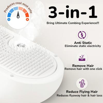 Show full view: Fido Fave 3-in-1 Steam Brush for Dogs & Cats, White slide 2 of 8