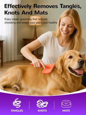 Show full view: Fido Fave Slicker Brush & Comb Set for Dogs, Red Orange, pack of 3 slide 4 of 10