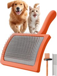 Fido Fave Slicker Brush & Comb Set for Dogs, Red Orange, pack of 3