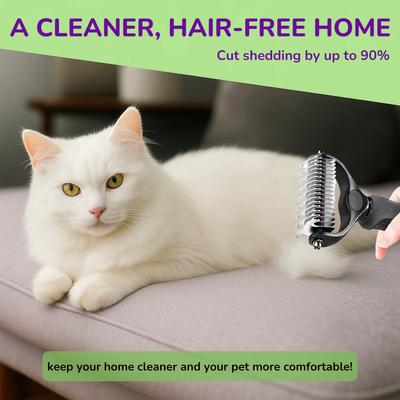 Show full view: Fido Fave Double-Sided Pet Grooming Brush, Shedding & Dematting Undercoat Rake for Dogs & Cats, Extra Wide, Black, 1 count slide 6 of 7