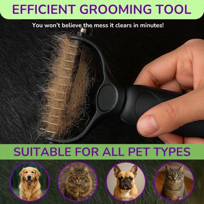 Show full view: Fido Fave Double-Sided Pet Grooming Brush, Shedding & Dematting Undercoat Rake for Dogs & Cats, Extra Wide, Black, 1 count slide 4 of 7