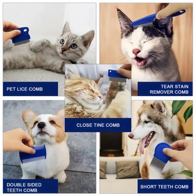 Show full view: Fido Fave Flea Comb & Detangling Dog & Cat Grooming Set, Blue, pack of 6 slide 2 of 6