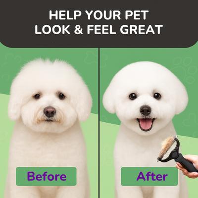 Show full view: Fido Fave Double-Sided Pet Grooming Brush, Shedding & Dematting Undercoat Rake for Dogs & Cats, Extra Wide, Black, 1 count slide 5 of 7