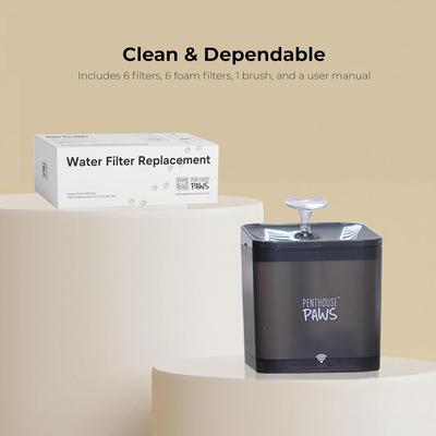 Show full view: Penthouse Paws Smart Automatic Dog & Cat Water Fountain Filters, 74-oz slide 4 of 9