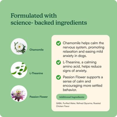 Show full view: Reggie Anytime Calming Drops Chicken Flavored Liquid Calming Supplement for Dogs, 60-mL bottle slide 6 of 8