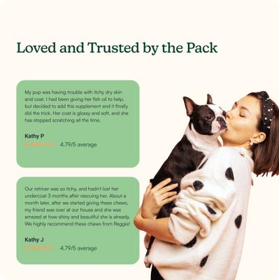 Show full view: Reggie Evening Skin & Coat Chew Pork Flavored Soft Chew Skin & Coat Supplement for Dogs, 60 count slide 7 of 8