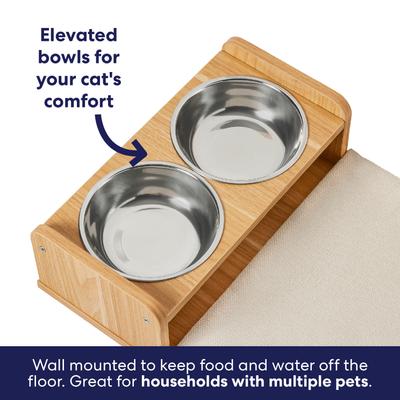 Show full view: Frisco Wall Mounted Cat Feeding Station with Stainless Steel Bowls slide 5 of 11
