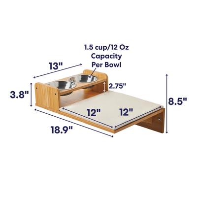 Show full view: Frisco Wall Mounted Cat Feeding Station with Stainless Steel Bowls slide 2 of 11