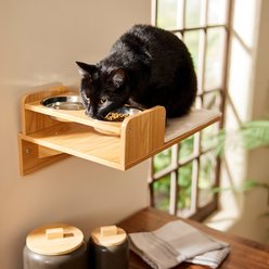 Frisco Wall Mounted Cat Feeding Station with Stainless Steel Bowls