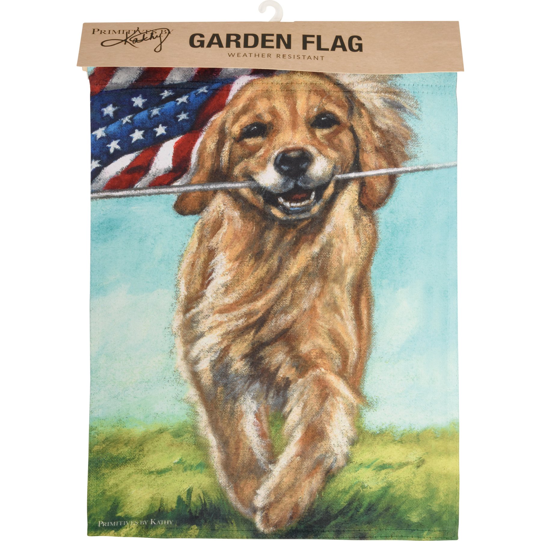 Primitives By Kathy Running Dog Garden Flag