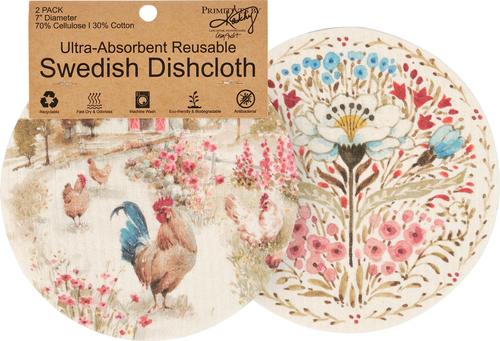 Show full view: Primitives By Kathy Roosters Swedish Cloth Towel Set slide 2 of 5