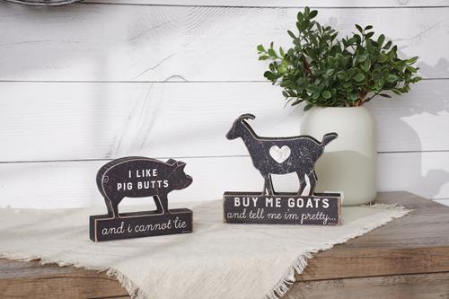 Show full view: Primitives By Kathy Buy Me Goats Chunky Sitter Wall Decor slide 4 of 4