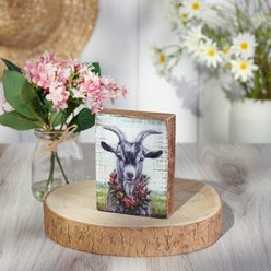 Primitives By Kathy Floral Goat Block Sign slide 2 of 3