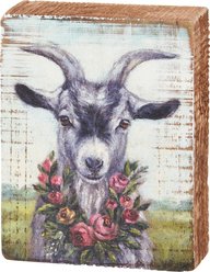 Primitives By Kathy Floral Goat Block Sign