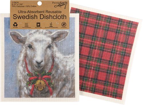 Show full view: Primitives By Kathy Festive Sheep Swedish Cloth Towel Set slide 2 of 3