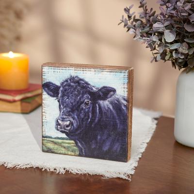 Show full view: Primitives By Kathy Angus Cow Block Sign slide 3 of 3