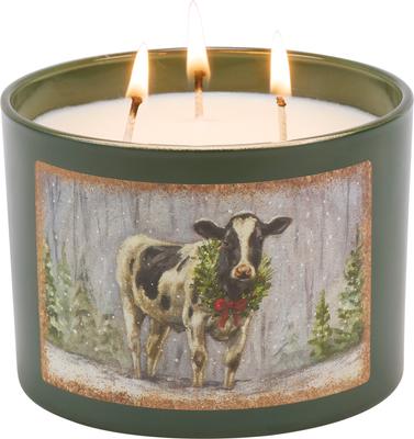 Show full view: Primitives By Kathy Snowy Cow Candle slide 3 of 3