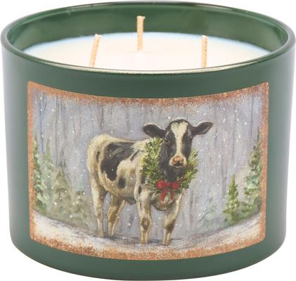 Show full view: Primitives By Kathy Snowy Cow Candle slide 2 of 3
