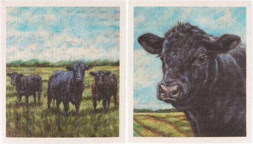 Show full view: Primitives By Kathy Angus Cows Swedish Cloth Towel Set slide 3 of 5