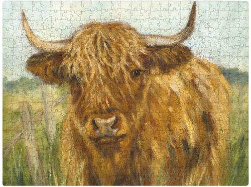 Show full view: Primitives By Kathy Highland Cow Puzzle slide 2 of 4