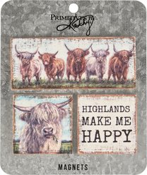 Primitives By Kathy Highland Cows Magnet Set