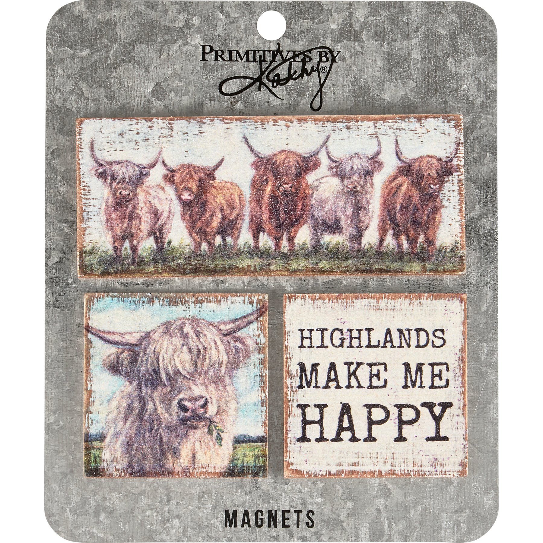 Primitives By Kathy Highland Cows Magnet Set