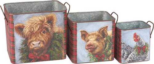 Show full view: Primitives By Kathy Christmas Animals Bin Set slide 2 of 3