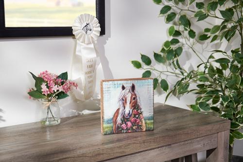 Show full view: Primitives By Kathy Floral Pony Block Sign slide 3 of 3