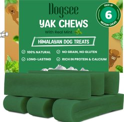 Dogsee Himalayan Yak Cheese Mint Flavor Medium Natural Dog Chews, 6 count