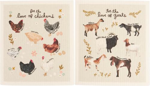 Show full view: Primitives By Kathy for The Love of Goats Swedish Cloth Towel Set slide 2 of 4