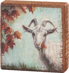 Primitives By Kathy Fall Goat Block Sign