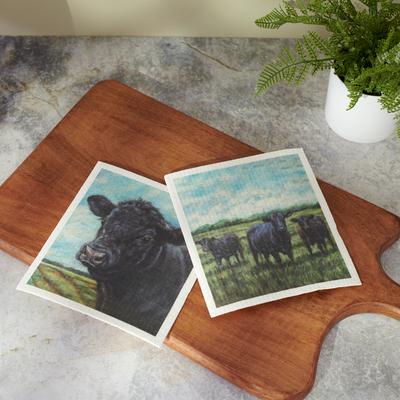 Show full view: Primitives By Kathy Angus Cows Swedish Cloth Towel Set slide 5 of 5