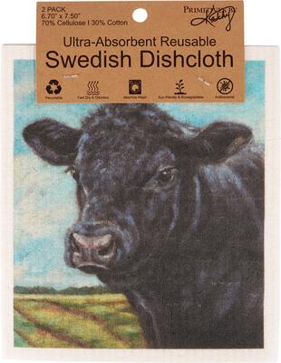Show full view: Primitives By Kathy Angus Cows Swedish Cloth Towel Set slide 2 of 5
