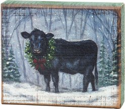 Primitives By Kathy Snowy Angus Block Sign