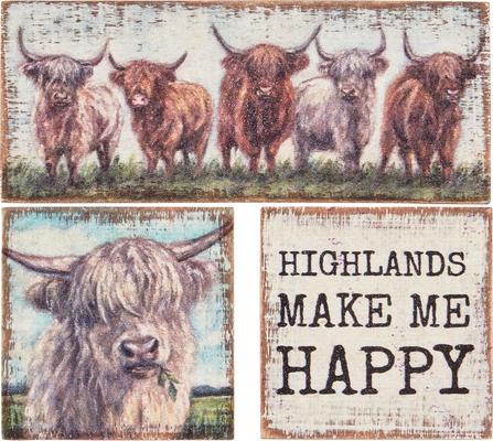 Show full view: Primitives By Kathy Highland Cows Magnet Set slide 2 of 4