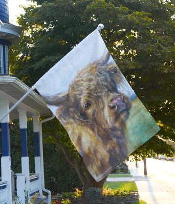 Show full view: Primitives By Kathy Highland Cow House Flag slide 4 of 4