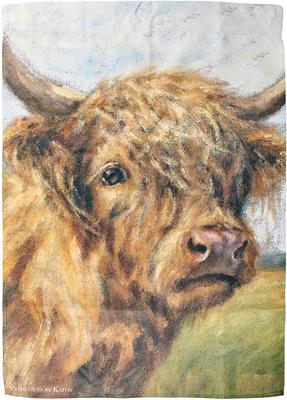 Show full view: Primitives By Kathy Highland Cow House Flag slide 2 of 4