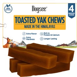Dogsee Toasted Himalayan Yak Cheese Medium Natural Dog Chews, 4 count