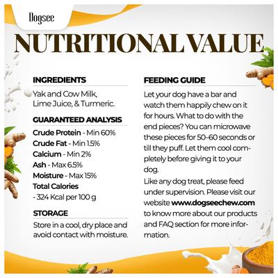 Show full view: Dogsee Himalayan Yak Cheese with Turmeric/Curcumin Dog Chew Treats, Small, 5 count slide 10 of 11