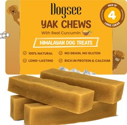 Dogsee Himalayan Yak Cheese with Turmeric Large Natural Dog Chews, 4 count